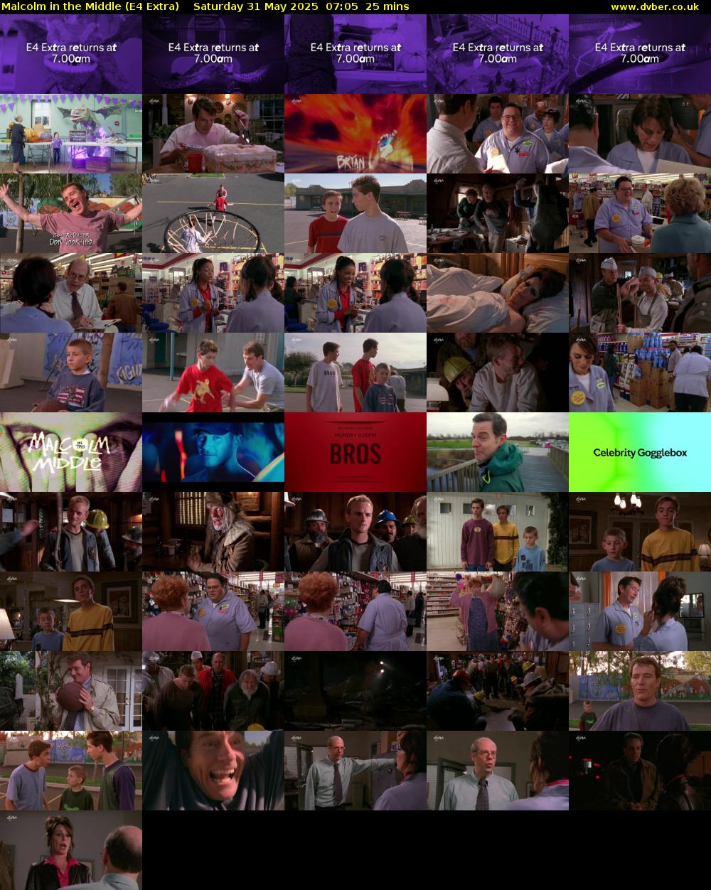 Malcolm in the Middle (E4 Extra) Saturday 31 May 2025 07:05 - 07:30
