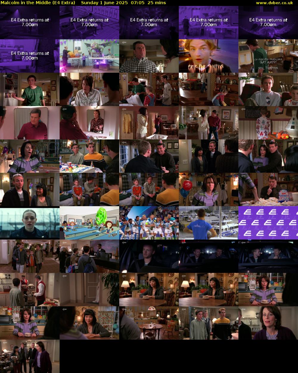 Malcolm in the Middle (E4 Extra) Sunday 1 June 2025 07:05 - 07:30