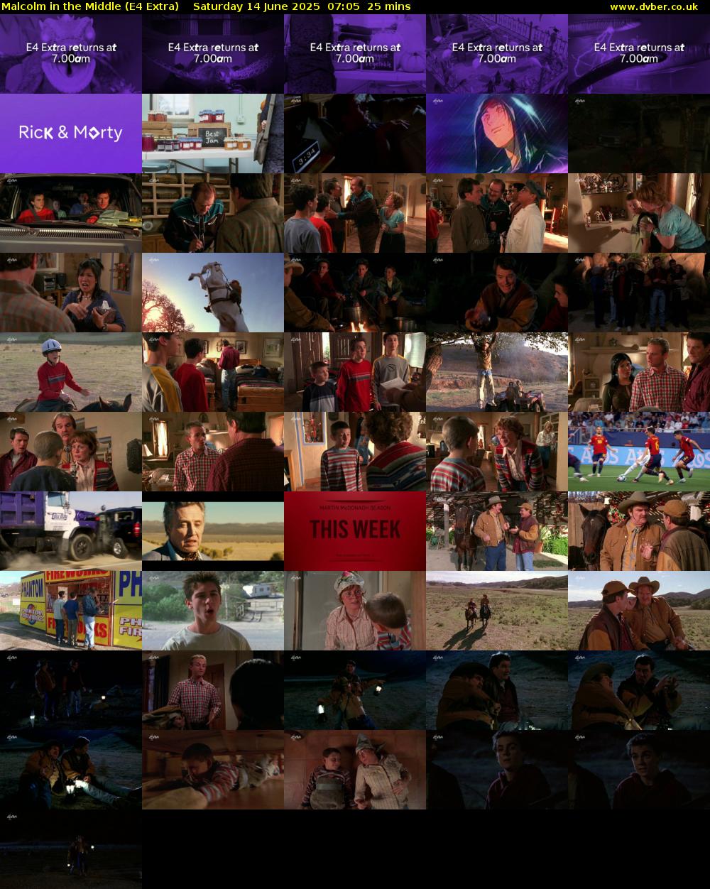 Malcolm in the Middle (E4 Extra) Saturday 14 June 2025 07:05 - 07:30