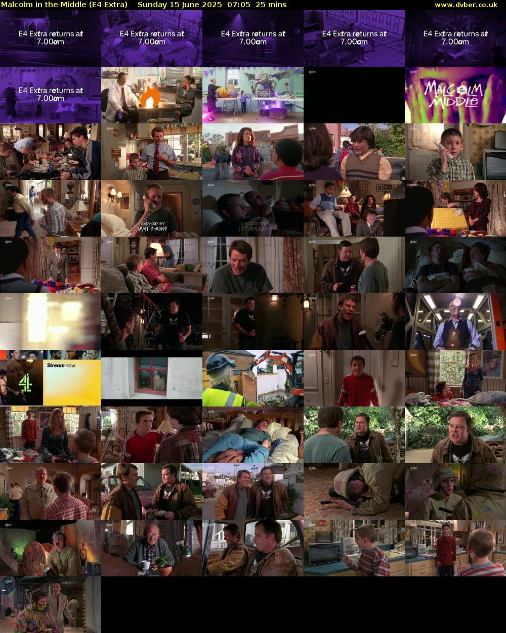 Malcolm in the Middle (E4 Extra) Sunday 15 June 2025 07:05 - 07:30