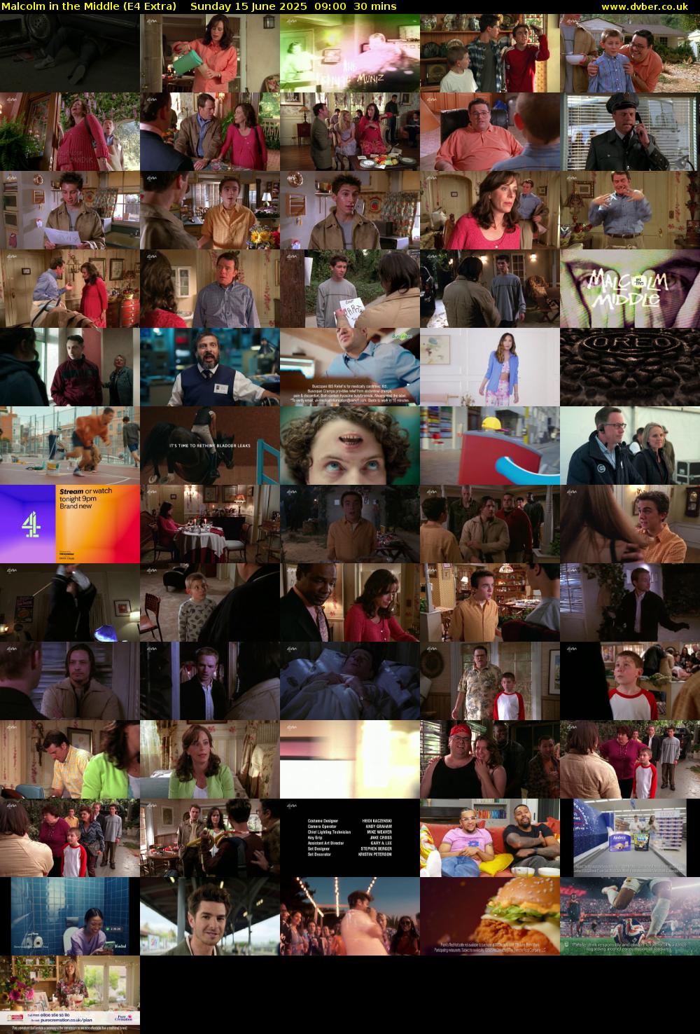 Malcolm in the Middle (E4 Extra) Sunday 15 June 2025 09:00 - 09:30