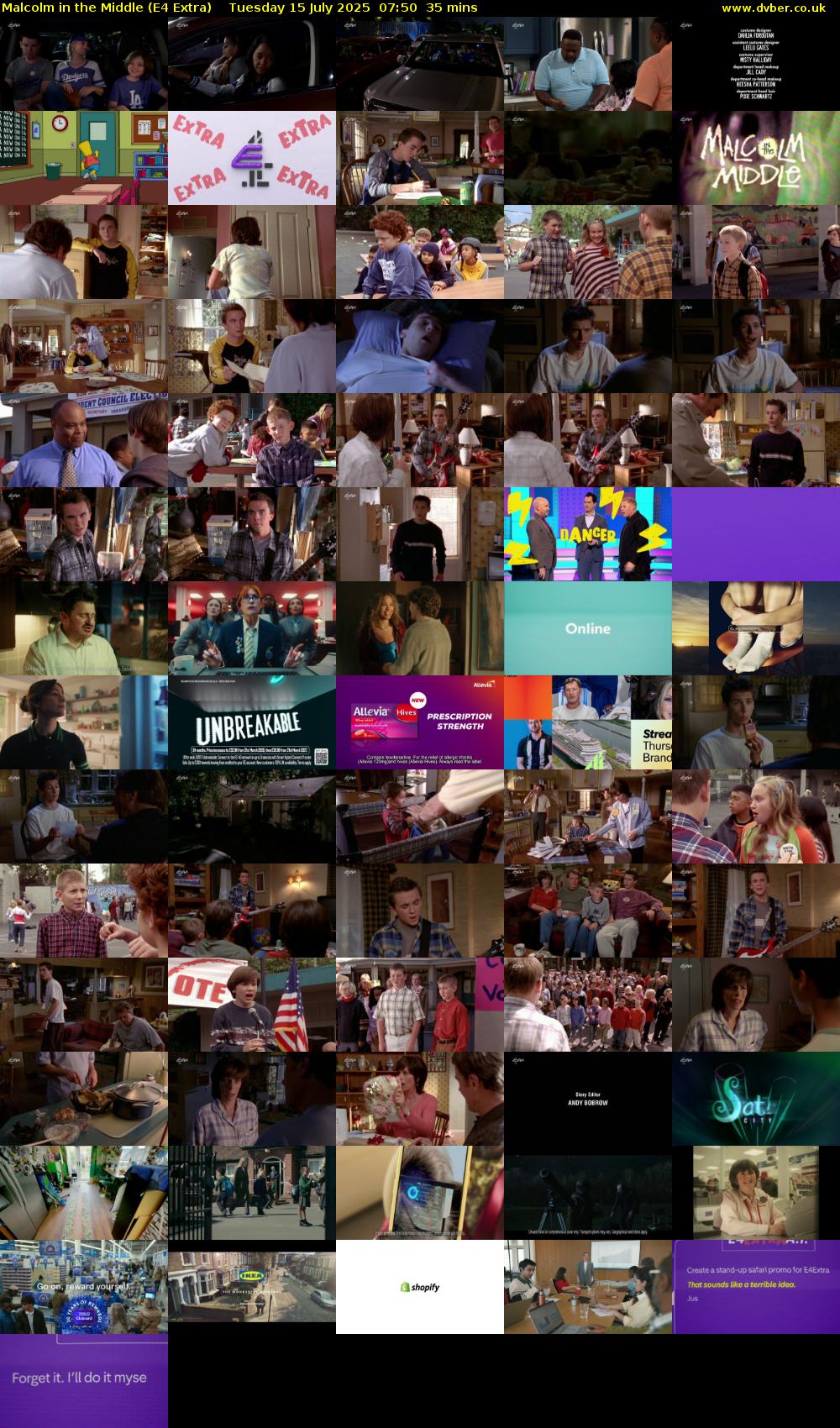 Malcolm in the Middle (E4 Extra) Tuesday 15 July 2025 07:50 - 08:25