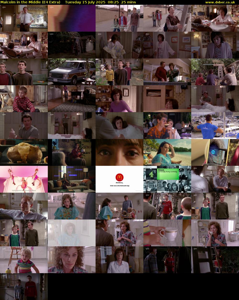 Malcolm in the Middle (E4 Extra) Tuesday 15 July 2025 08:25 - 08:50