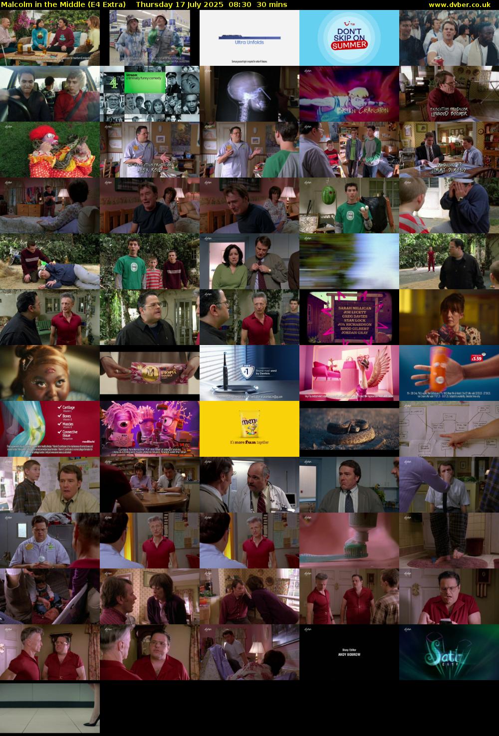 Malcolm in the Middle (E4 Extra) Thursday 17 July 2025 08:30 - 09:00
