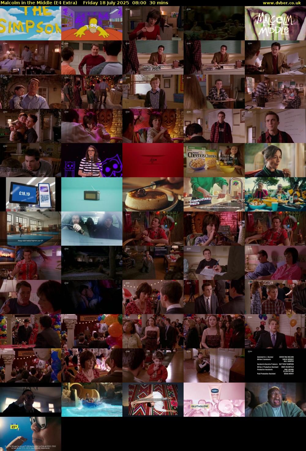 Malcolm in the Middle (E4 Extra) Friday 18 July 2025 08:00 - 08:30