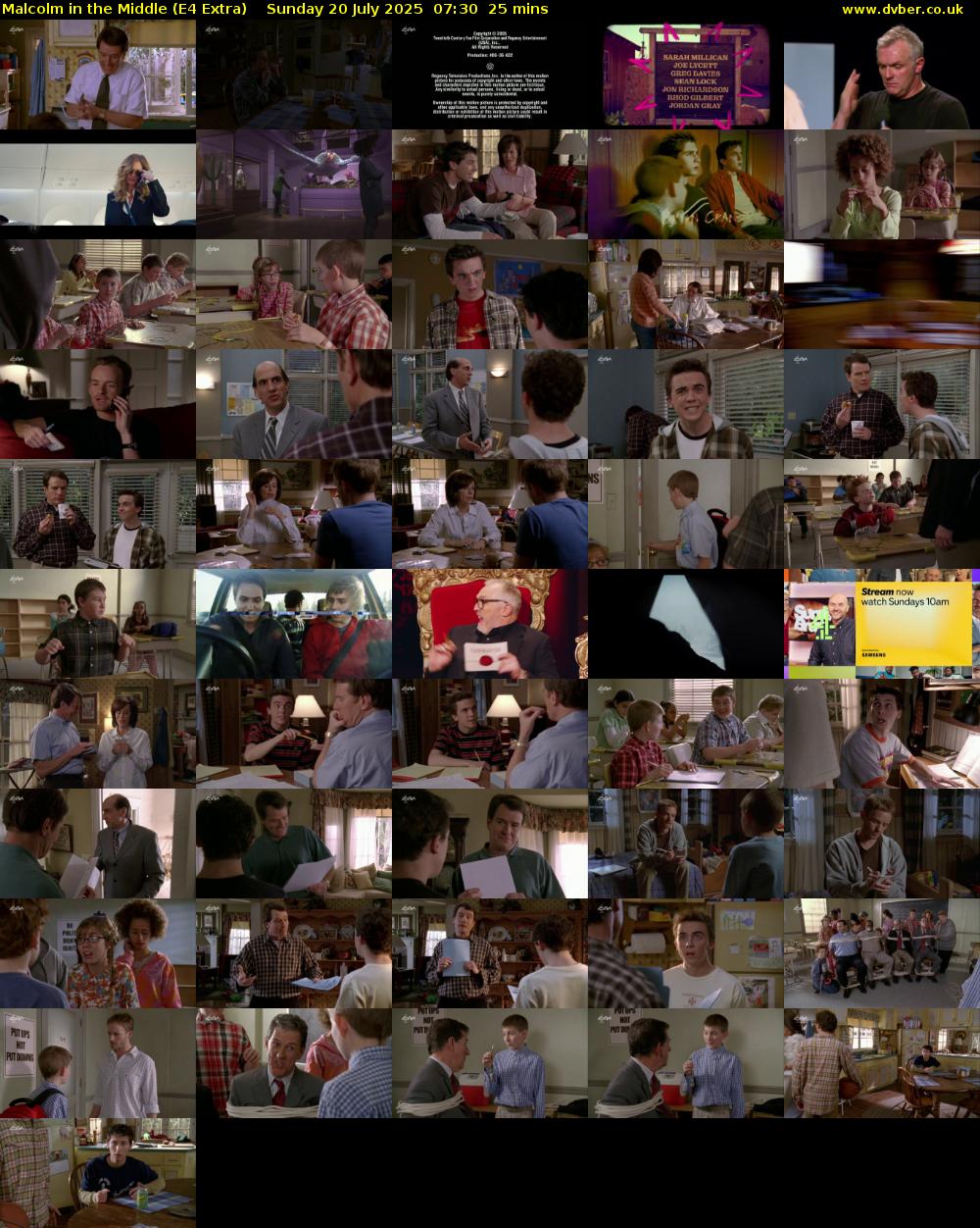 Malcolm in the Middle (E4 Extra) Sunday 20 July 2025 07:30 - 07:55