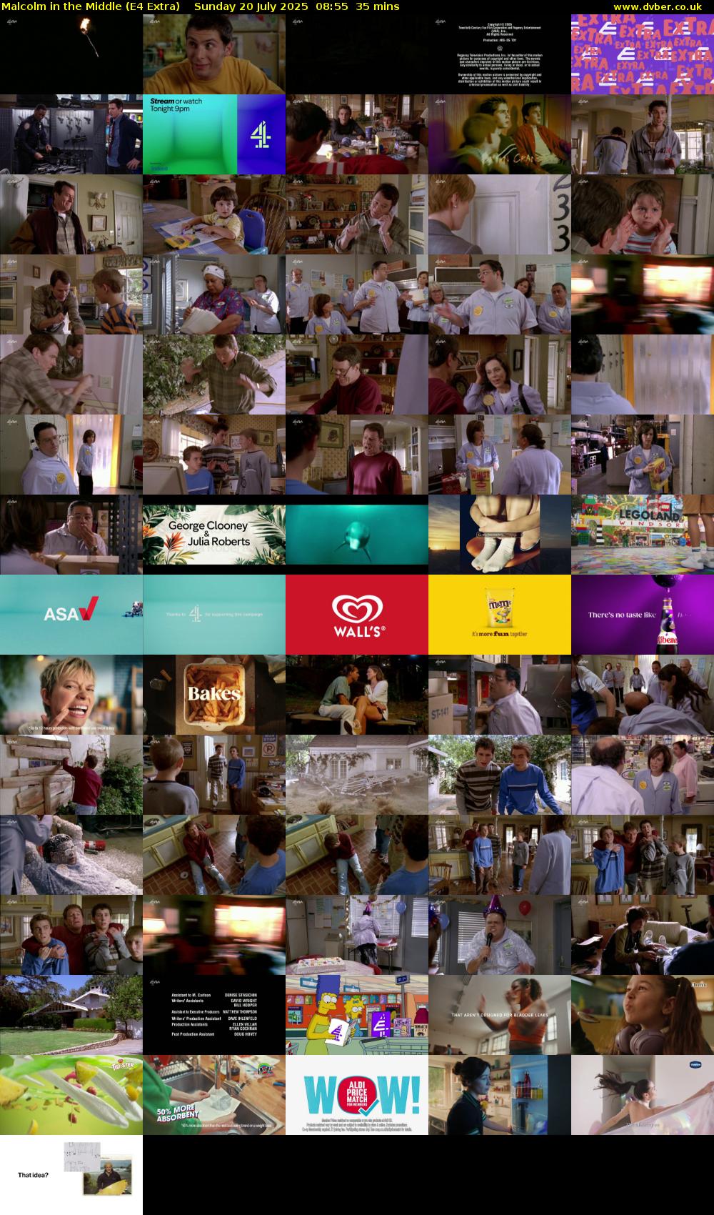 Malcolm in the Middle (E4 Extra) Sunday 20 July 2025 08:55 - 09:30