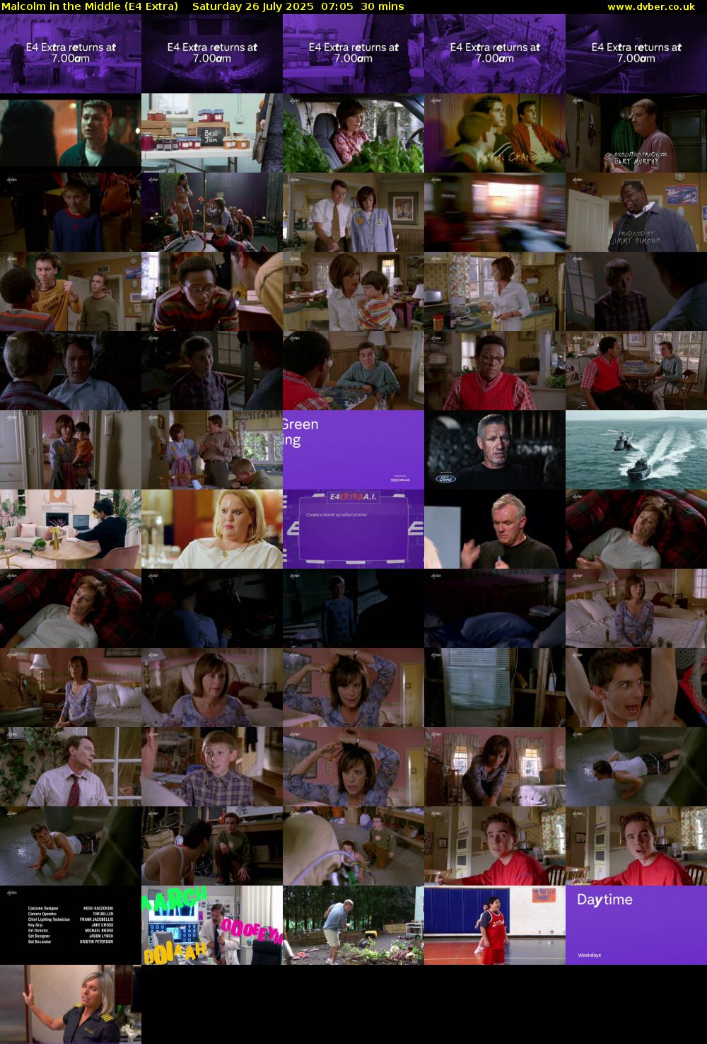 Malcolm in the Middle (E4 Extra) Saturday 26 July 2025 07:05 - 07:35
