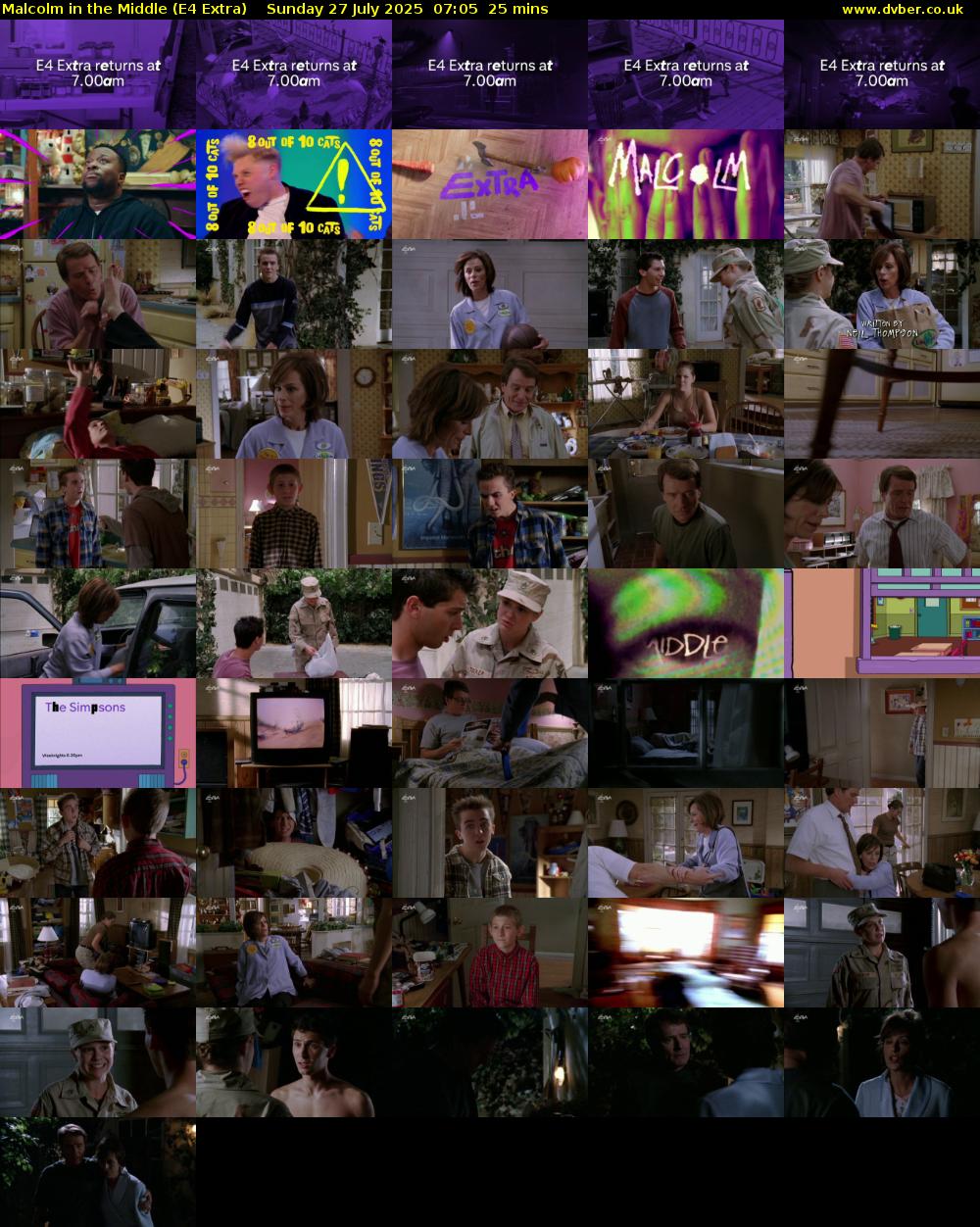 Malcolm in the Middle (E4 Extra) Sunday 27 July 2025 07:05 - 07:30