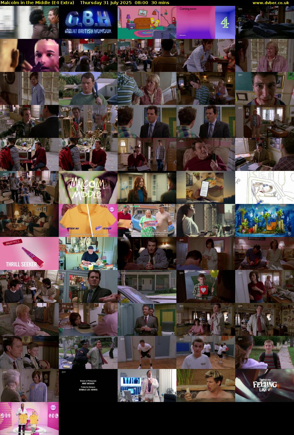 Malcolm in the Middle (E4 Extra) Thursday 31 July 2025 08:00 - 08:30