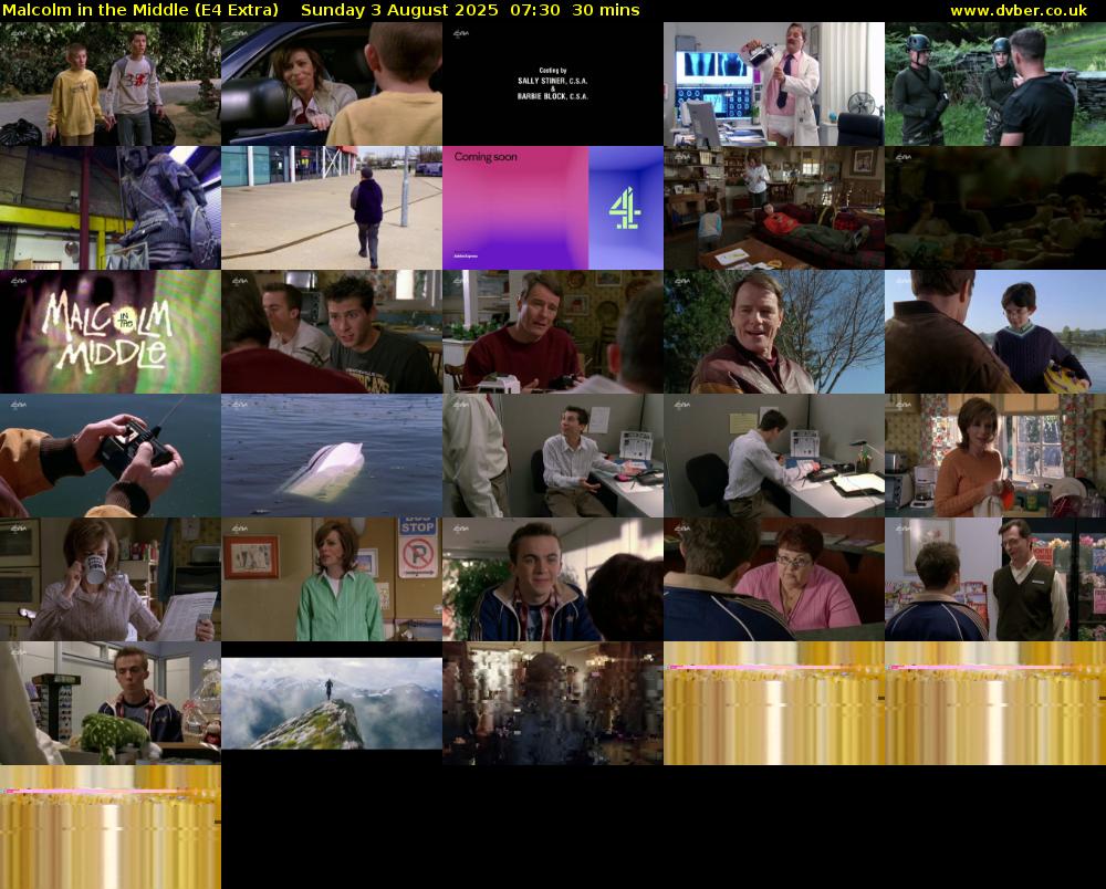 Malcolm in the Middle (E4 Extra) Sunday 3 August 2025 07:30 - 08:00