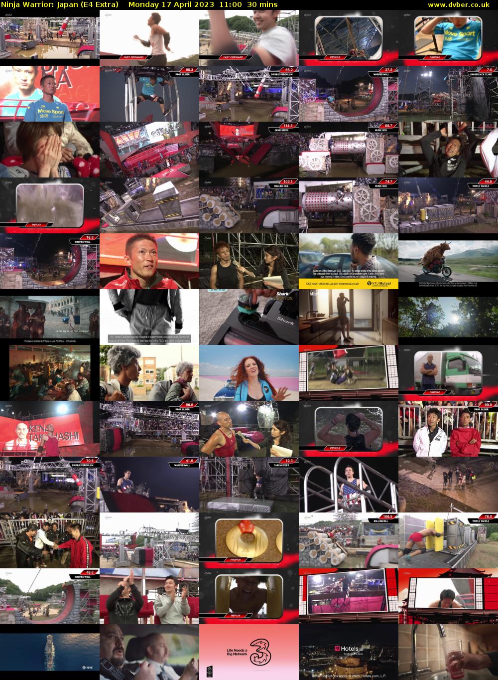 Ninja Warrior: Japan (E4 Extra) Monday 17 April 2023 11:00 - 11:30