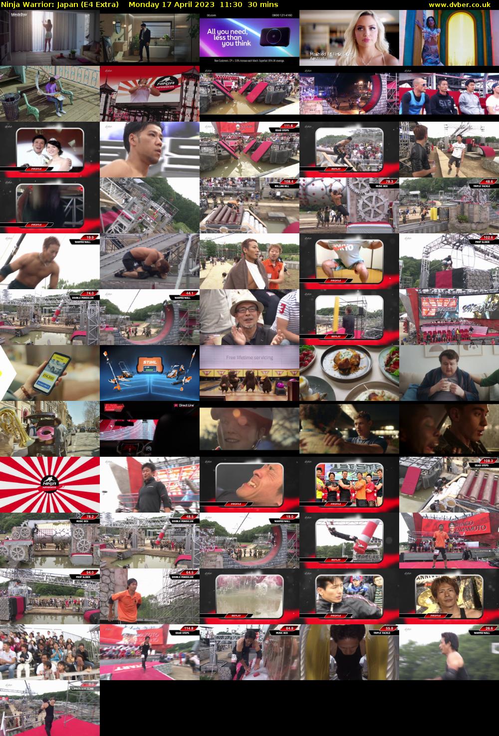 Ninja Warrior: Japan (E4 Extra) Monday 17 April 2023 11:30 - 12:00