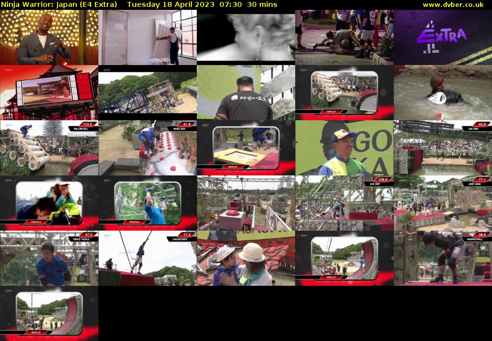 Ninja Warrior: Japan (E4 Extra) Tuesday 18 April 2023 07:30 - 08:00