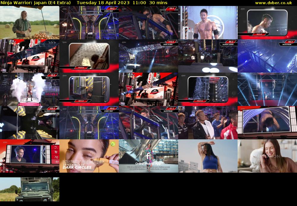 Ninja Warrior: Japan (E4 Extra) Tuesday 18 April 2023 11:00 - 11:30