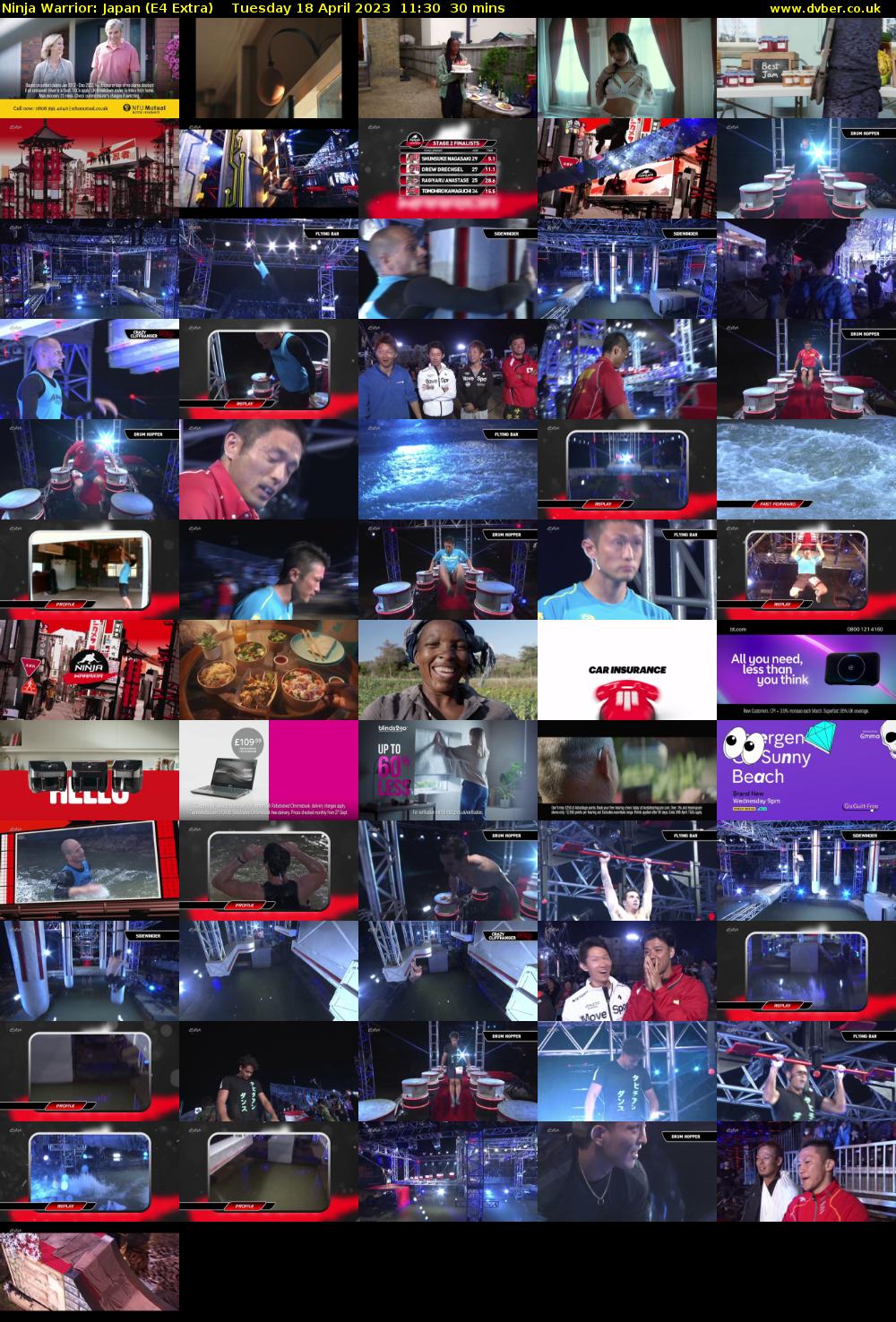 Ninja Warrior: Japan (E4 Extra) Tuesday 18 April 2023 11:30 - 12:00