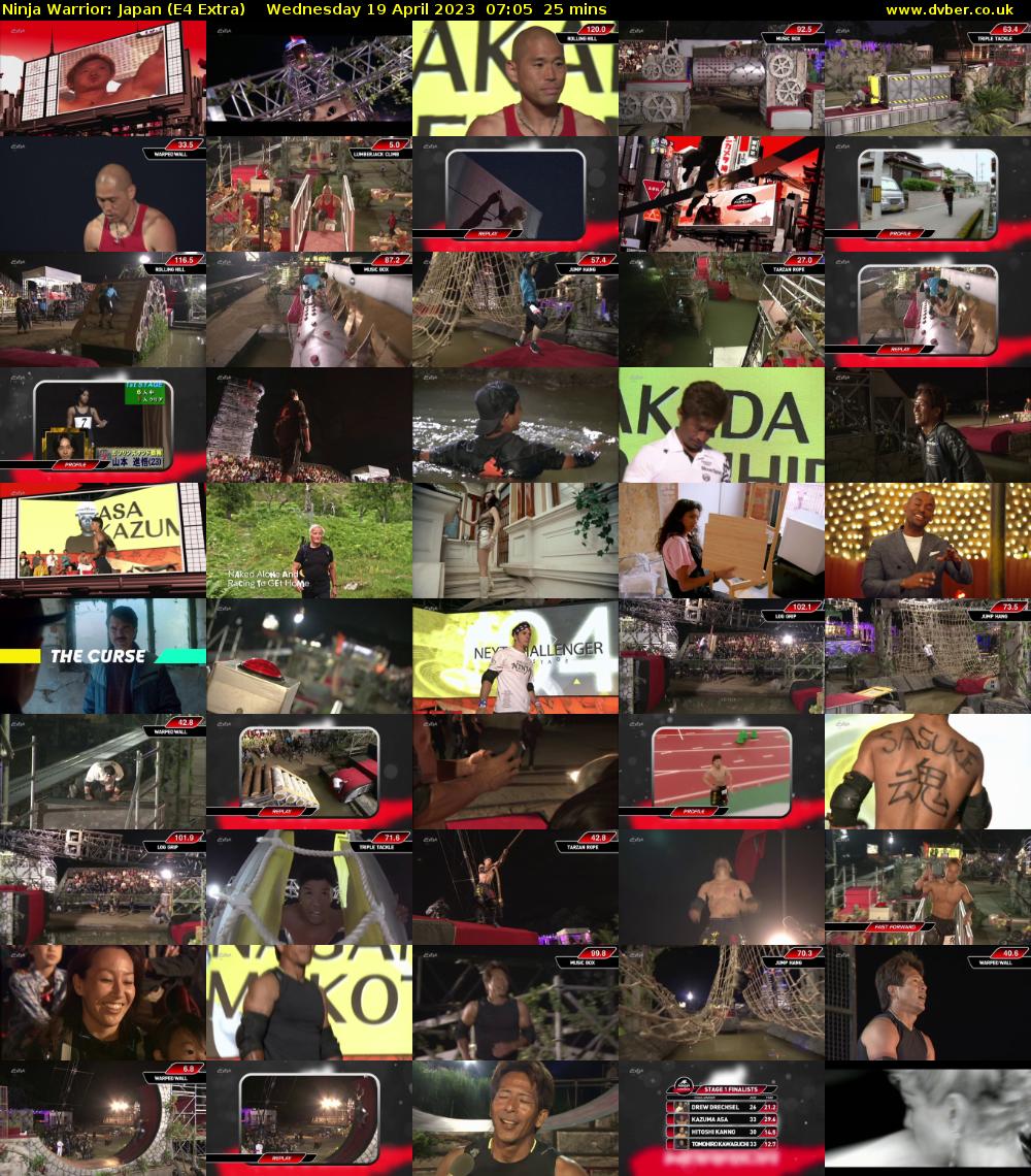 Ninja Warrior: Japan (E4 Extra) Wednesday 19 April 2023 07:05 - 07:30