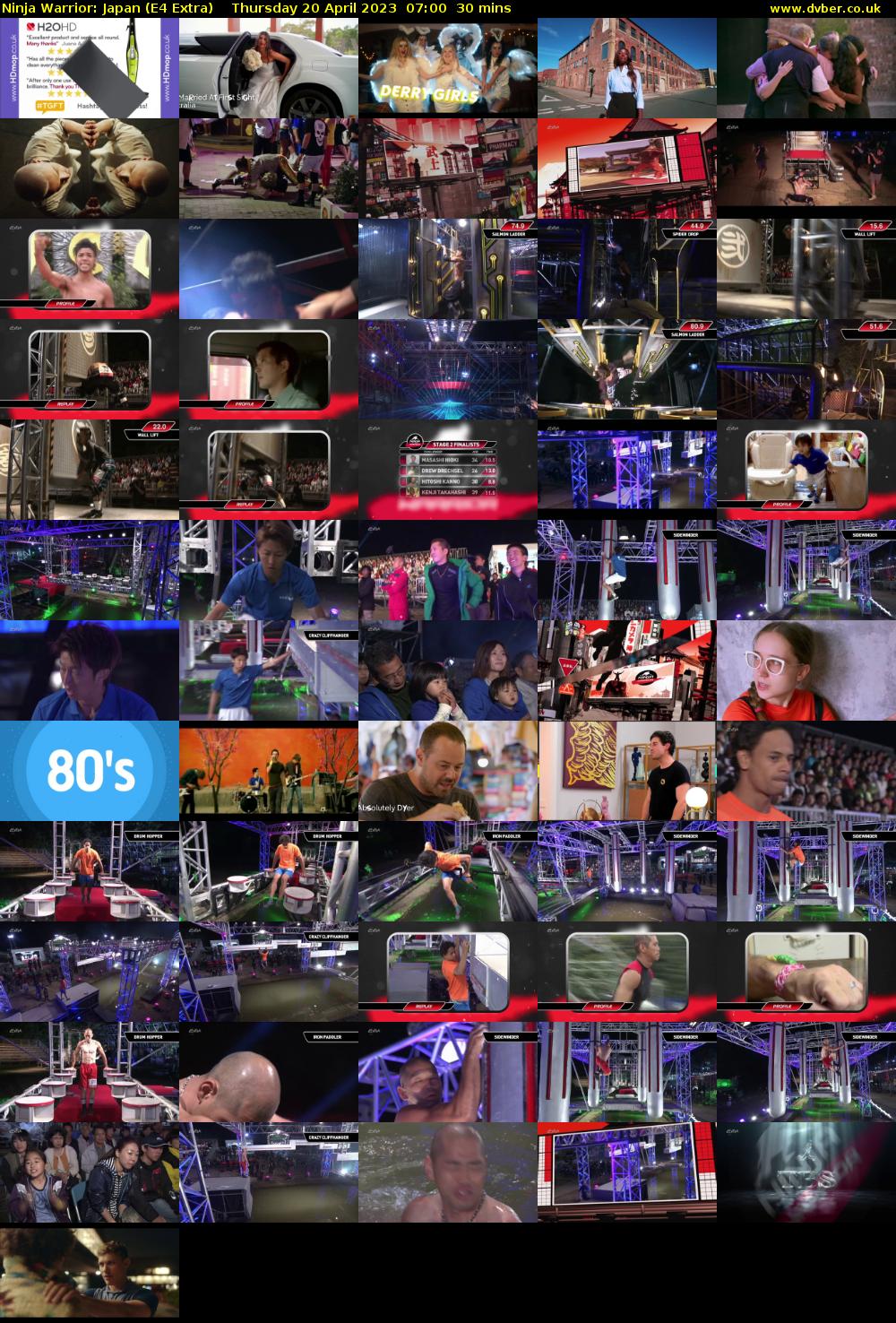 Ninja Warrior: Japan (E4 Extra) Thursday 20 April 2023 07:00 - 07:30