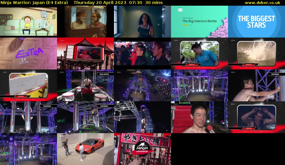 Ninja Warrior: Japan (E4 Extra) Thursday 20 April 2023 07:30 - 08:00