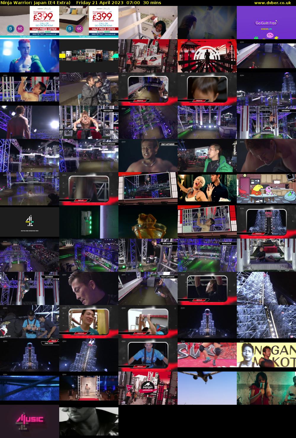 Ninja Warrior: Japan (E4 Extra) Friday 21 April 2023 07:00 - 07:30
