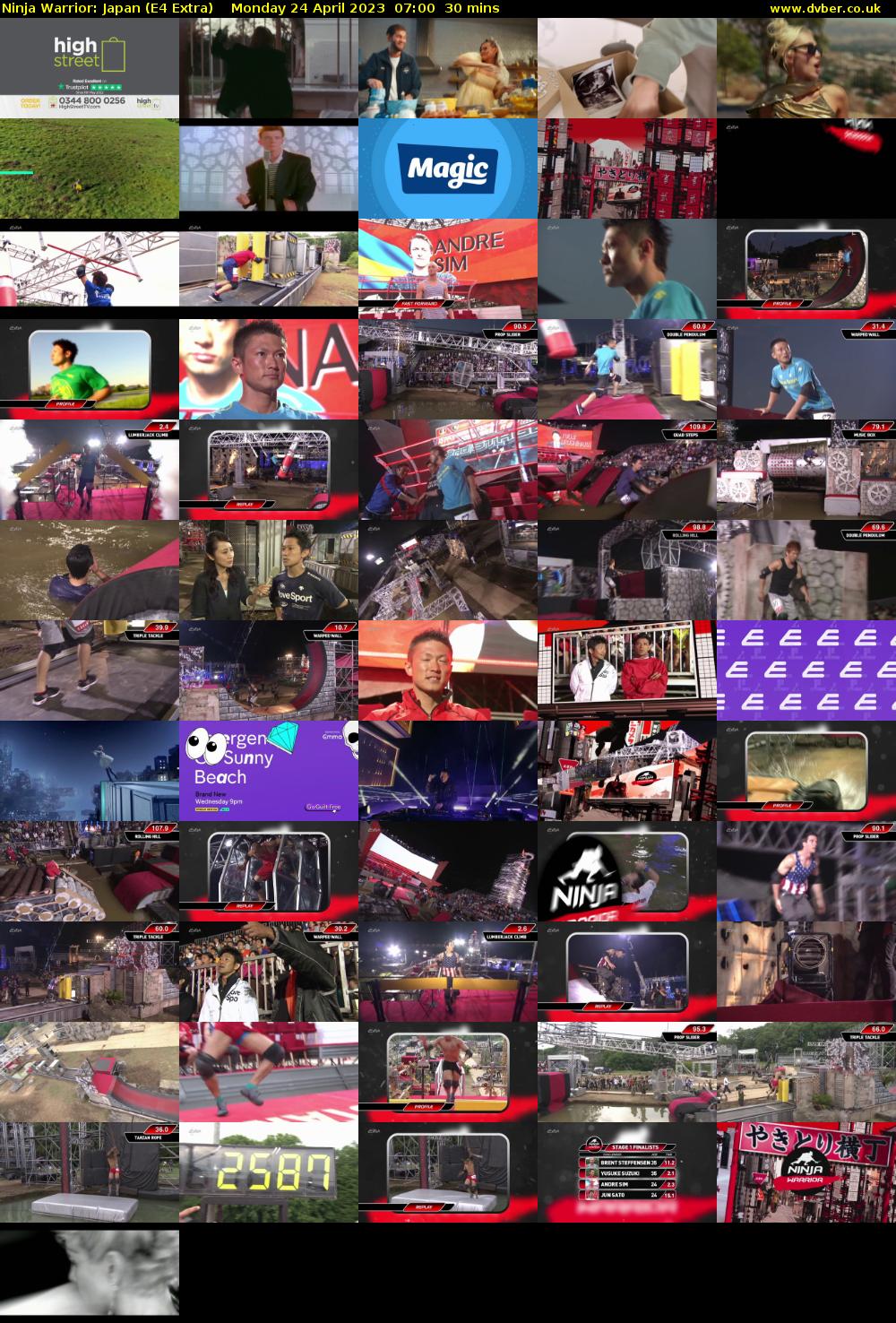 Ninja Warrior: Japan (E4 Extra) Monday 24 April 2023 07:00 - 07:30