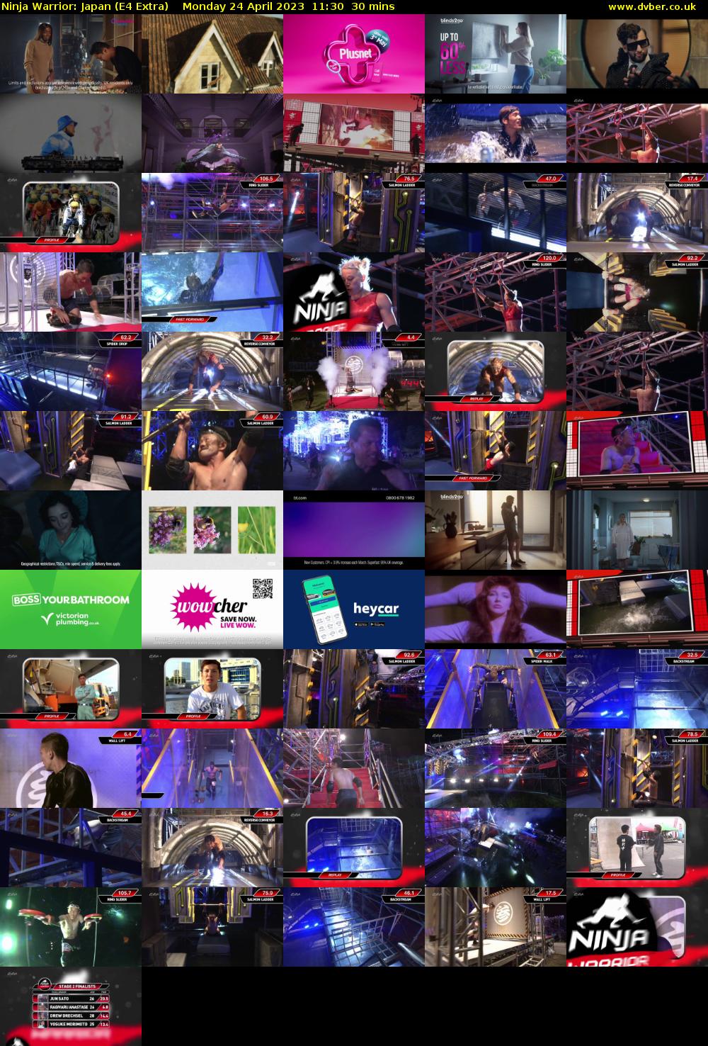 Ninja Warrior: Japan (E4 Extra) Monday 24 April 2023 11:30 - 12:00
