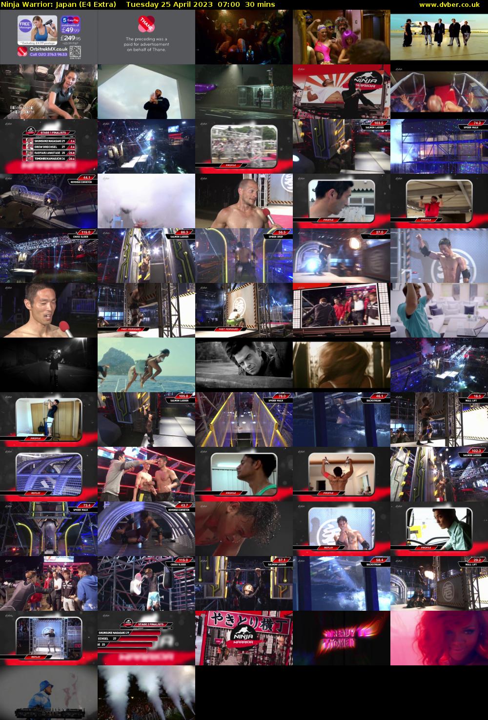 Ninja Warrior: Japan (E4 Extra) Tuesday 25 April 2023 07:00 - 07:30