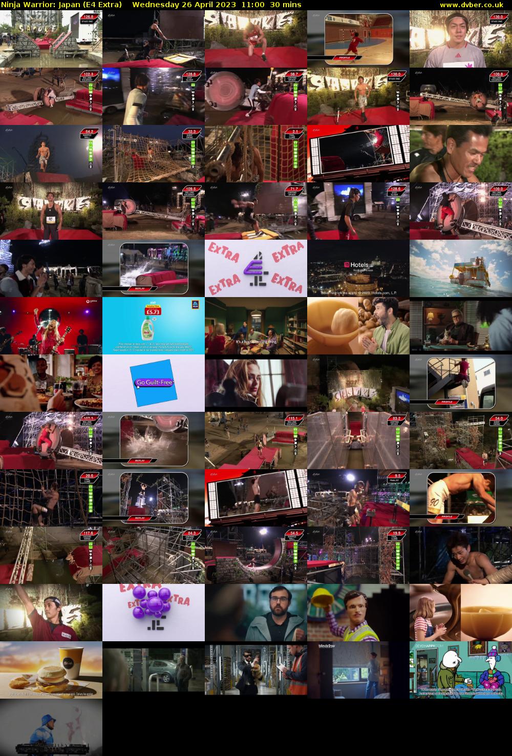 Ninja Warrior: Japan (E4 Extra) Wednesday 26 April 2023 11:00 - 11:30