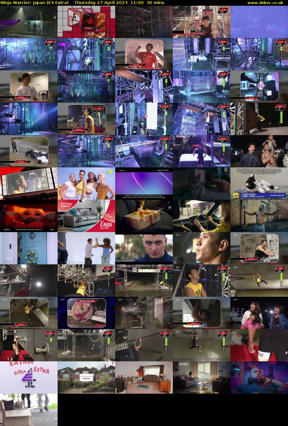 Ninja Warrior: Japan (E4 Extra) Thursday 27 April 2023 11:00 - 11:30