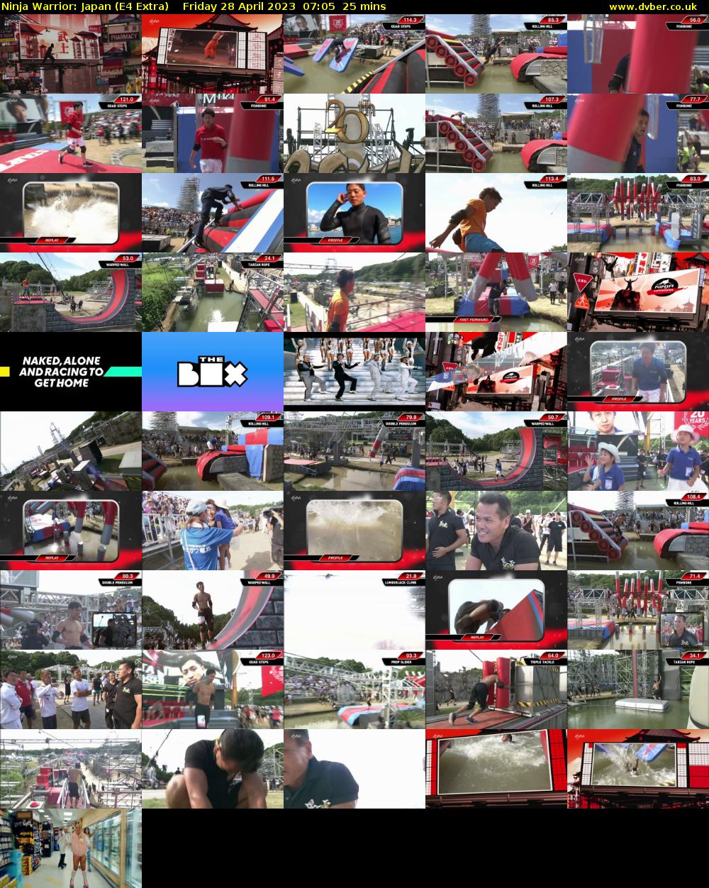 Ninja Warrior: Japan (E4 Extra) Friday 28 April 2023 07:05 - 07:30