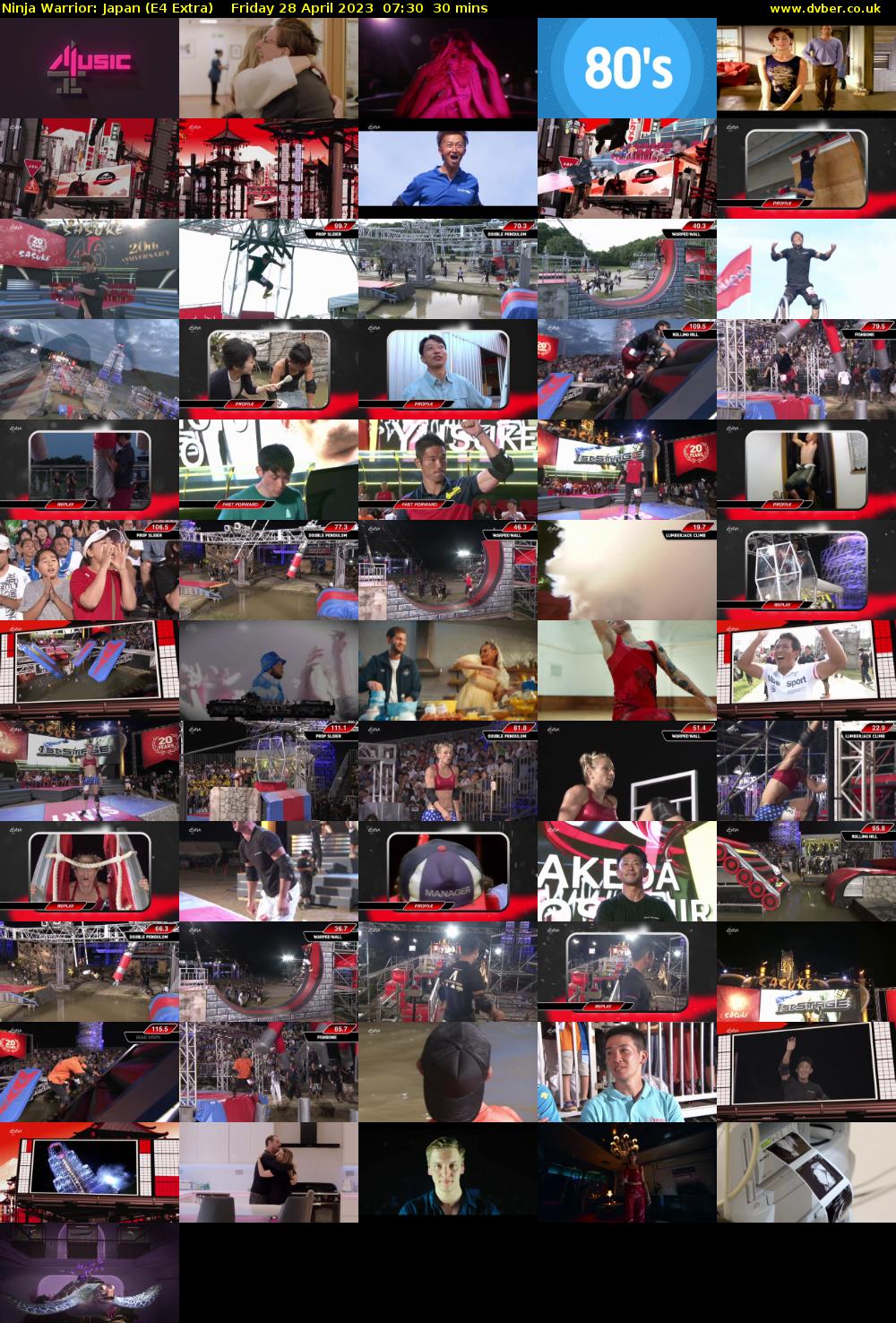 Ninja Warrior: Japan (E4 Extra) Friday 28 April 2023 07:30 - 08:00