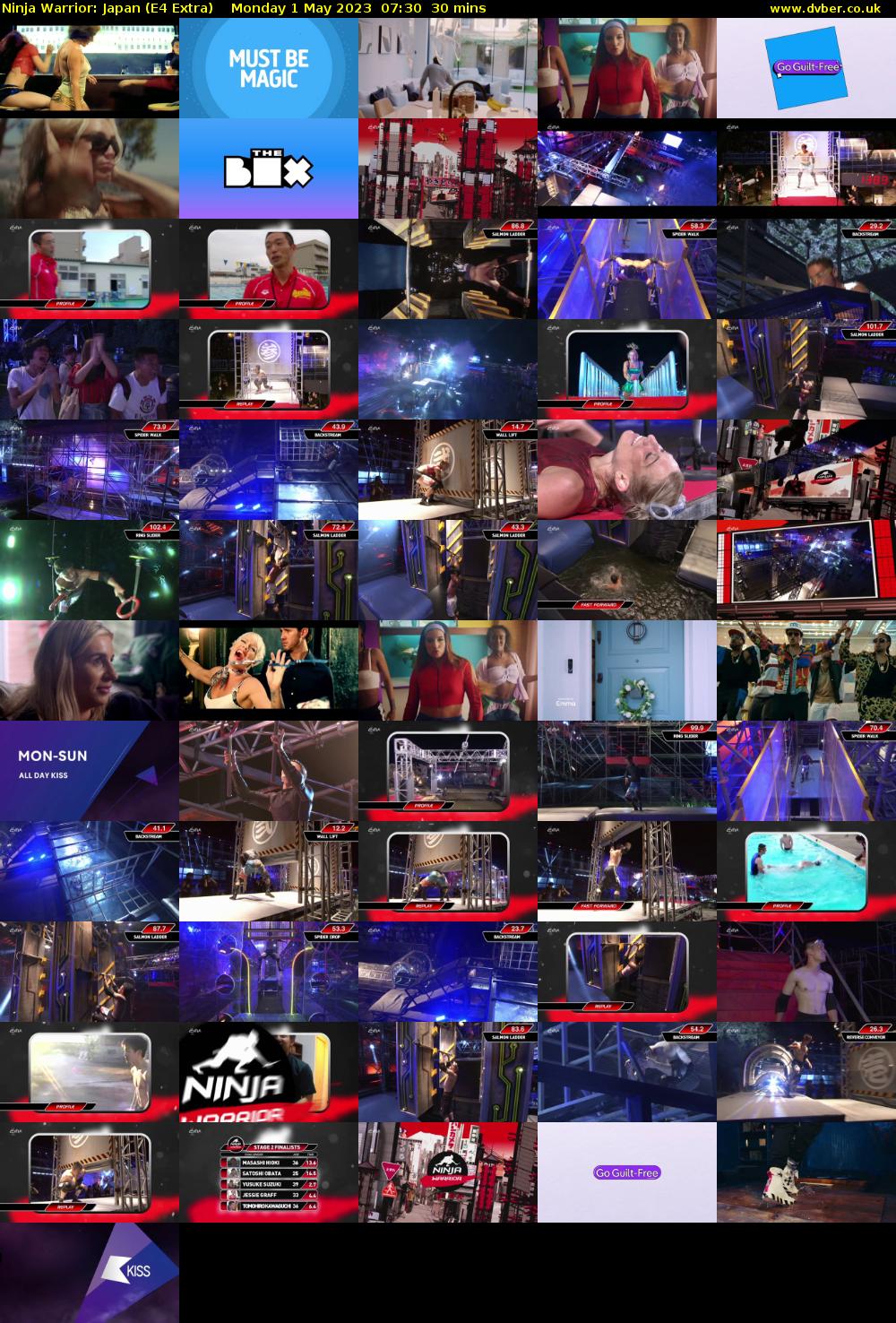 Ninja Warrior: Japan (E4 Extra) Monday 1 May 2023 07:30 - 08:00