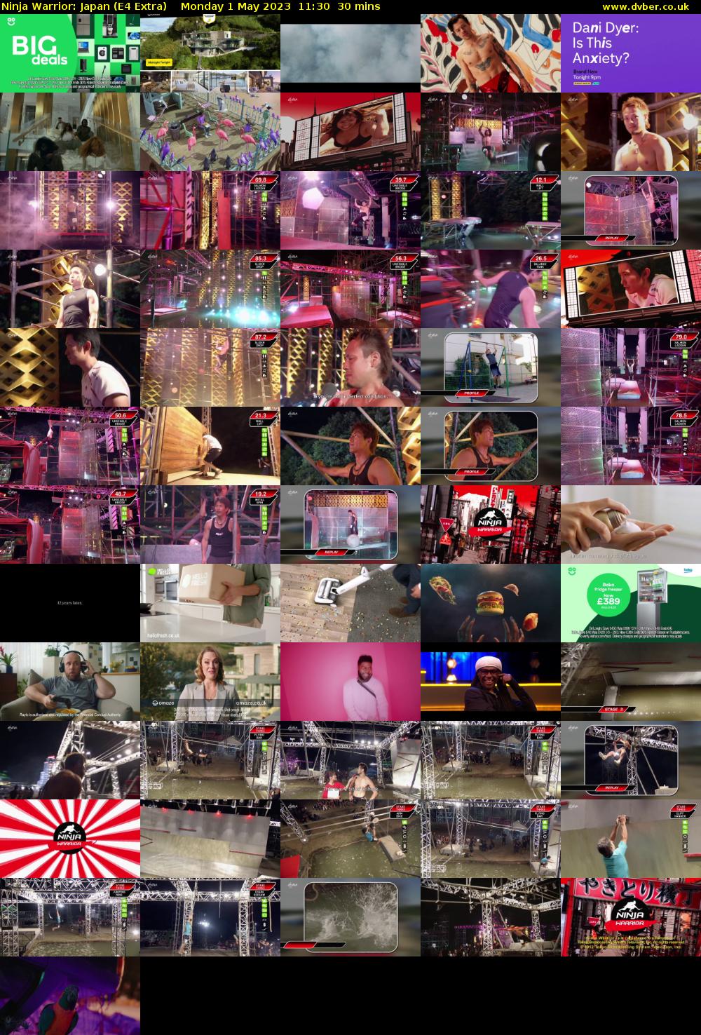 Ninja Warrior: Japan (E4 Extra) Monday 1 May 2023 11:30 - 12:00