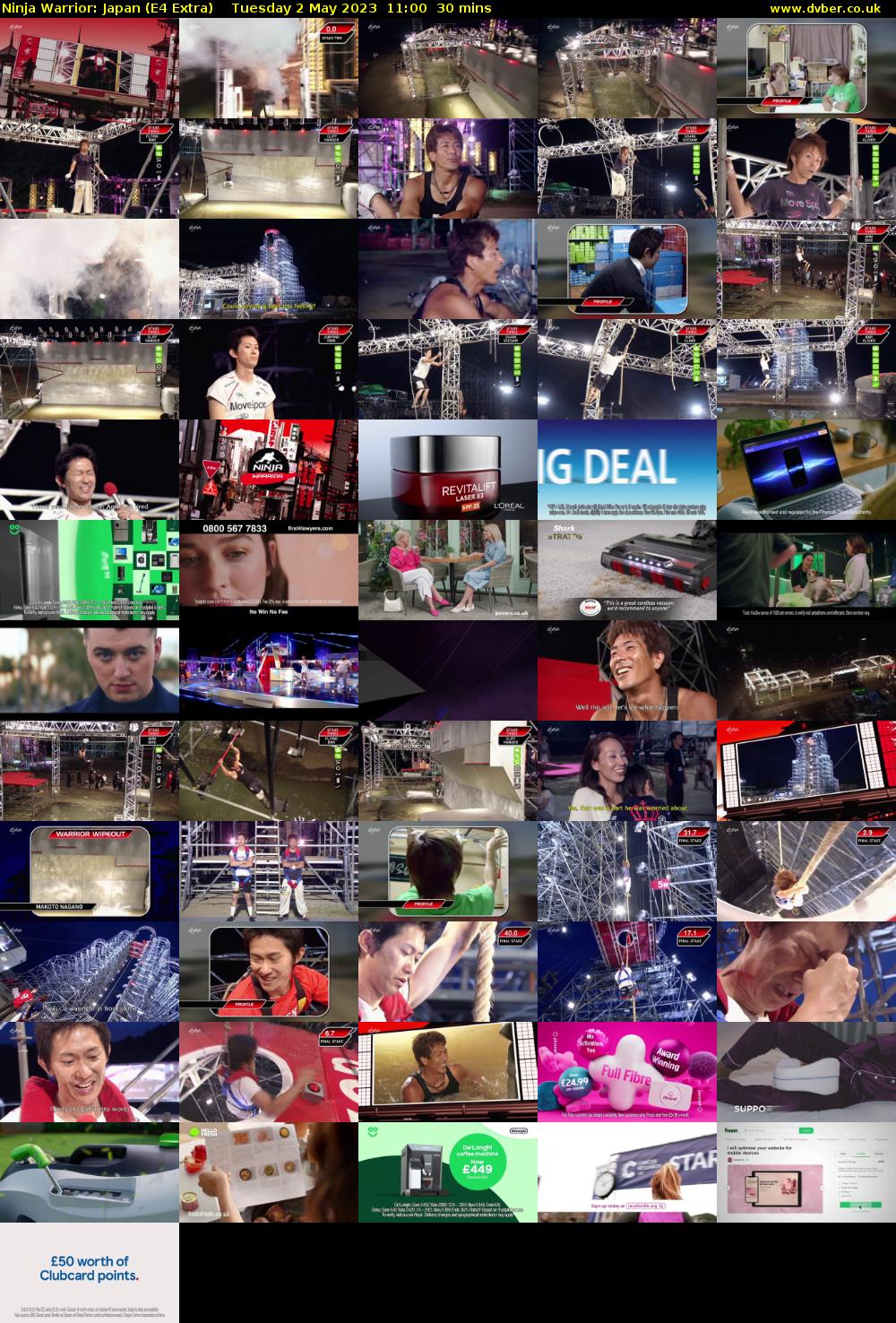 Ninja Warrior: Japan (E4 Extra) Tuesday 2 May 2023 11:00 - 11:30