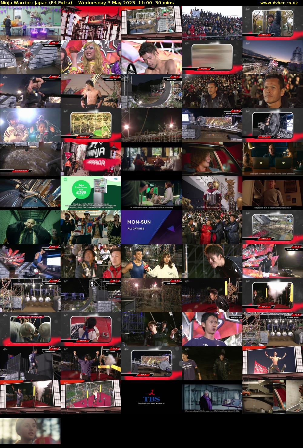 Ninja Warrior: Japan (E4 Extra) Wednesday 3 May 2023 11:00 - 11:30
