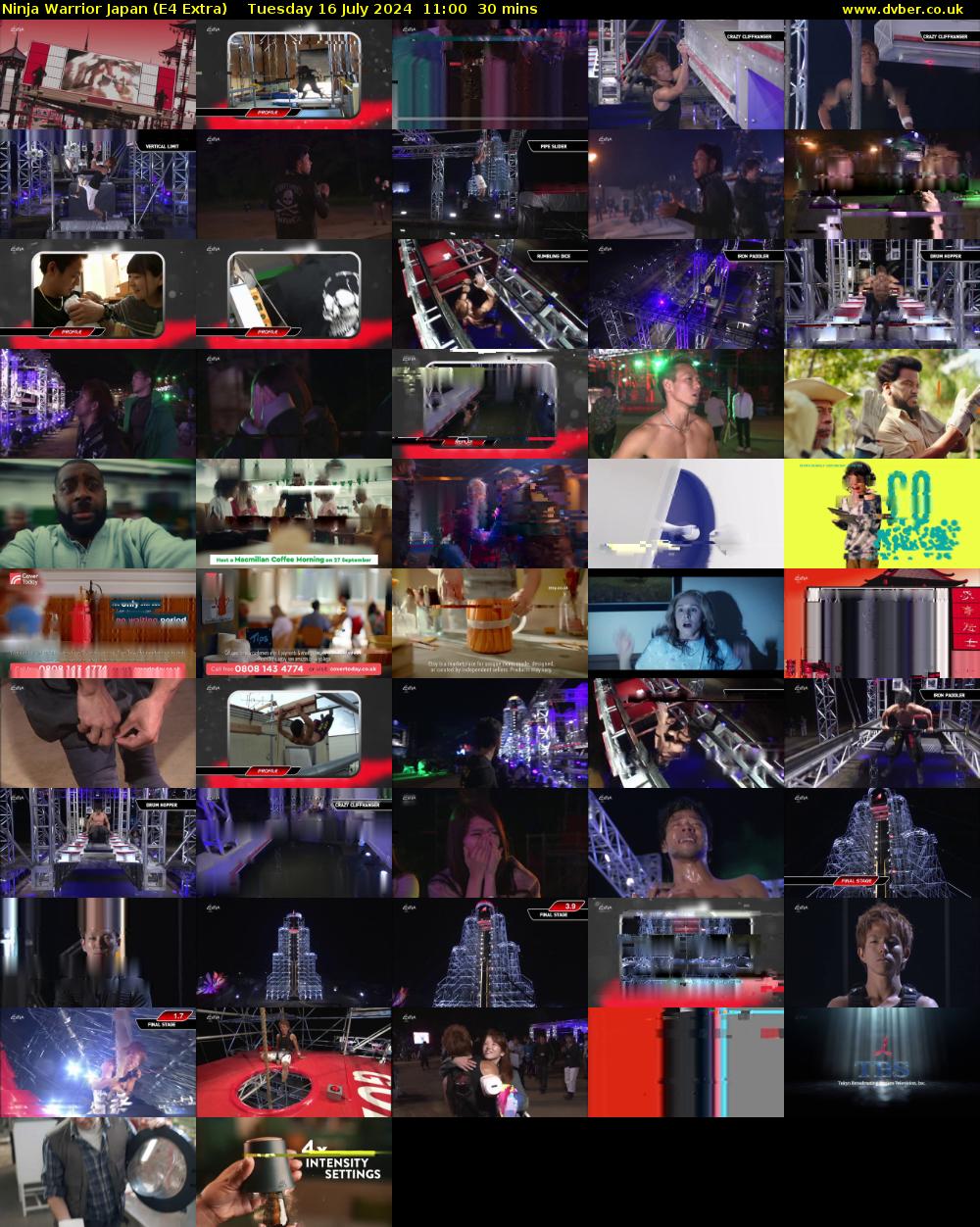 Ninja Warrior Japan (E4 Extra) Tuesday 16 July 2024 11:00 - 11:30