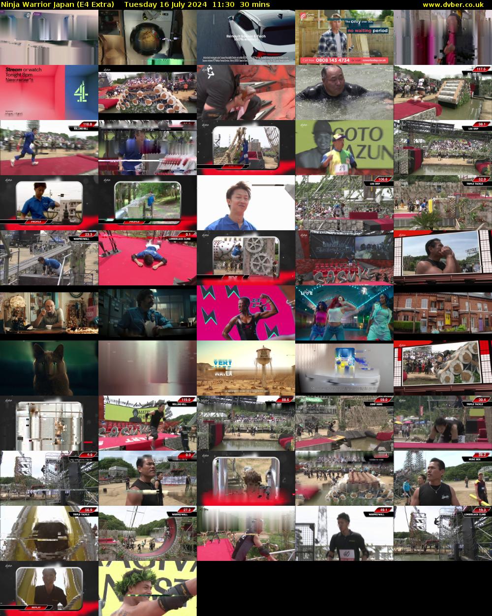 Ninja Warrior Japan (E4 Extra) Tuesday 16 July 2024 11:30 - 12:00