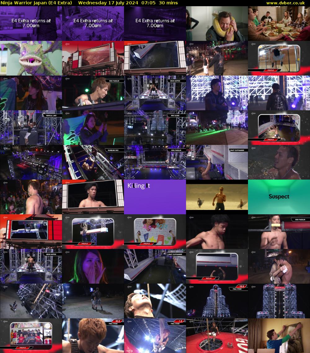 Ninja Warrior Japan (E4 Extra) Wednesday 17 July 2024 07:05 - 07:35