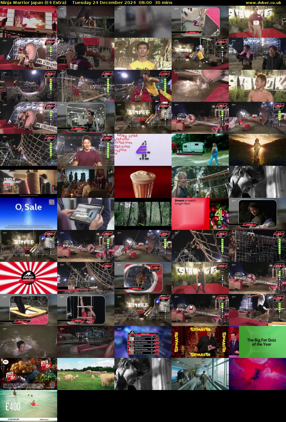 Ninja Warrior Japan (E4 Extra) Tuesday 24 December 2024 08:00 - 08:30