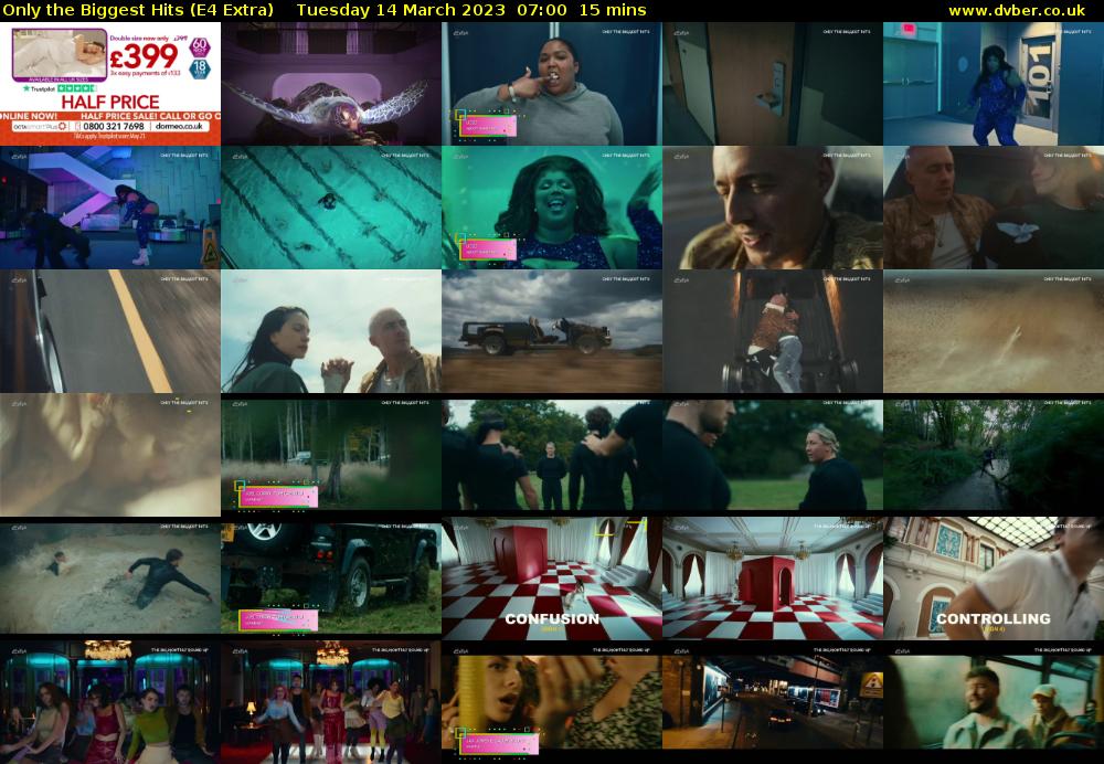Only the Biggest Hits (E4 Extra) Tuesday 14 March 2023 07:00 - 07:15