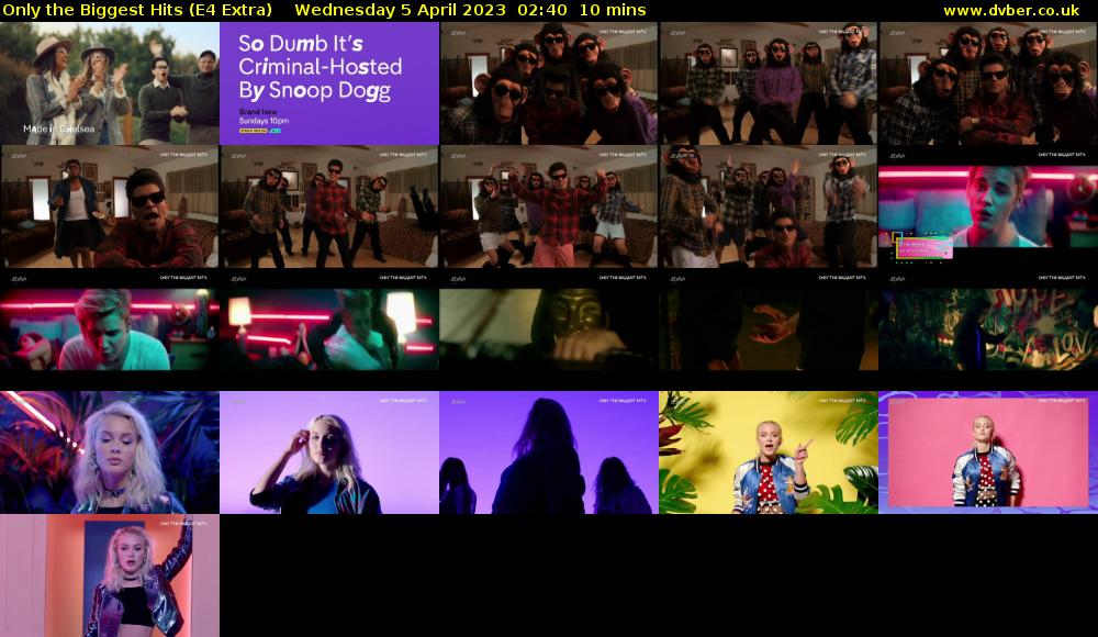 Only the Biggest Hits (E4 Extra) Wednesday 5 April 2023 02:40 - 02:50
