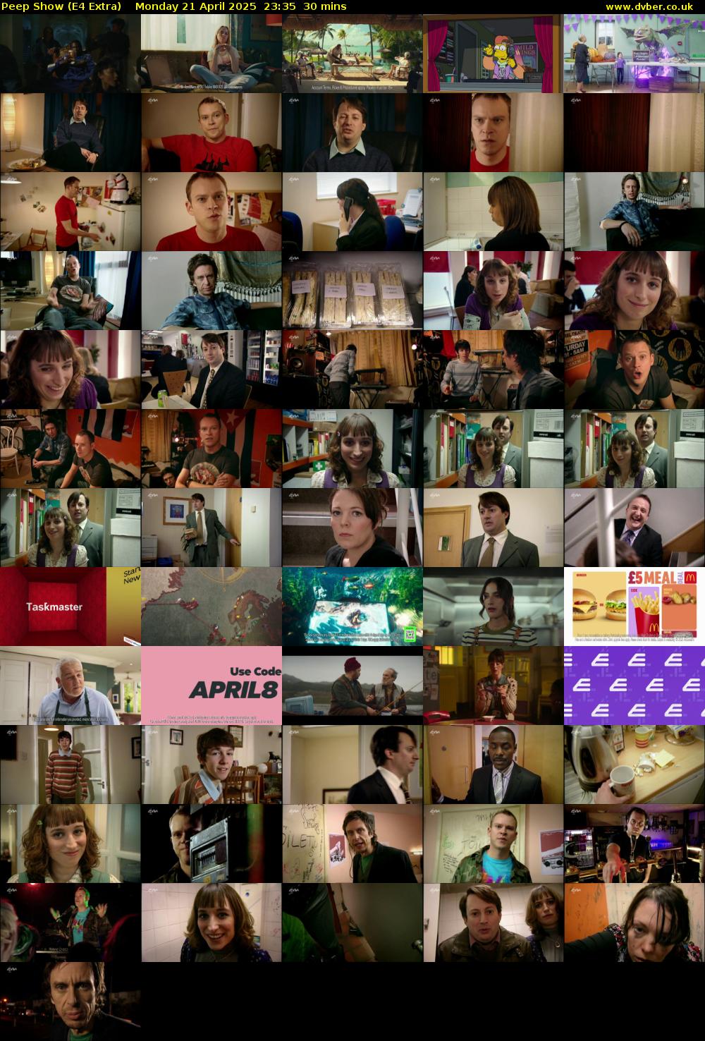 Peep Show (E4 Extra) Monday 21 April 2025 23:35 - 00:05