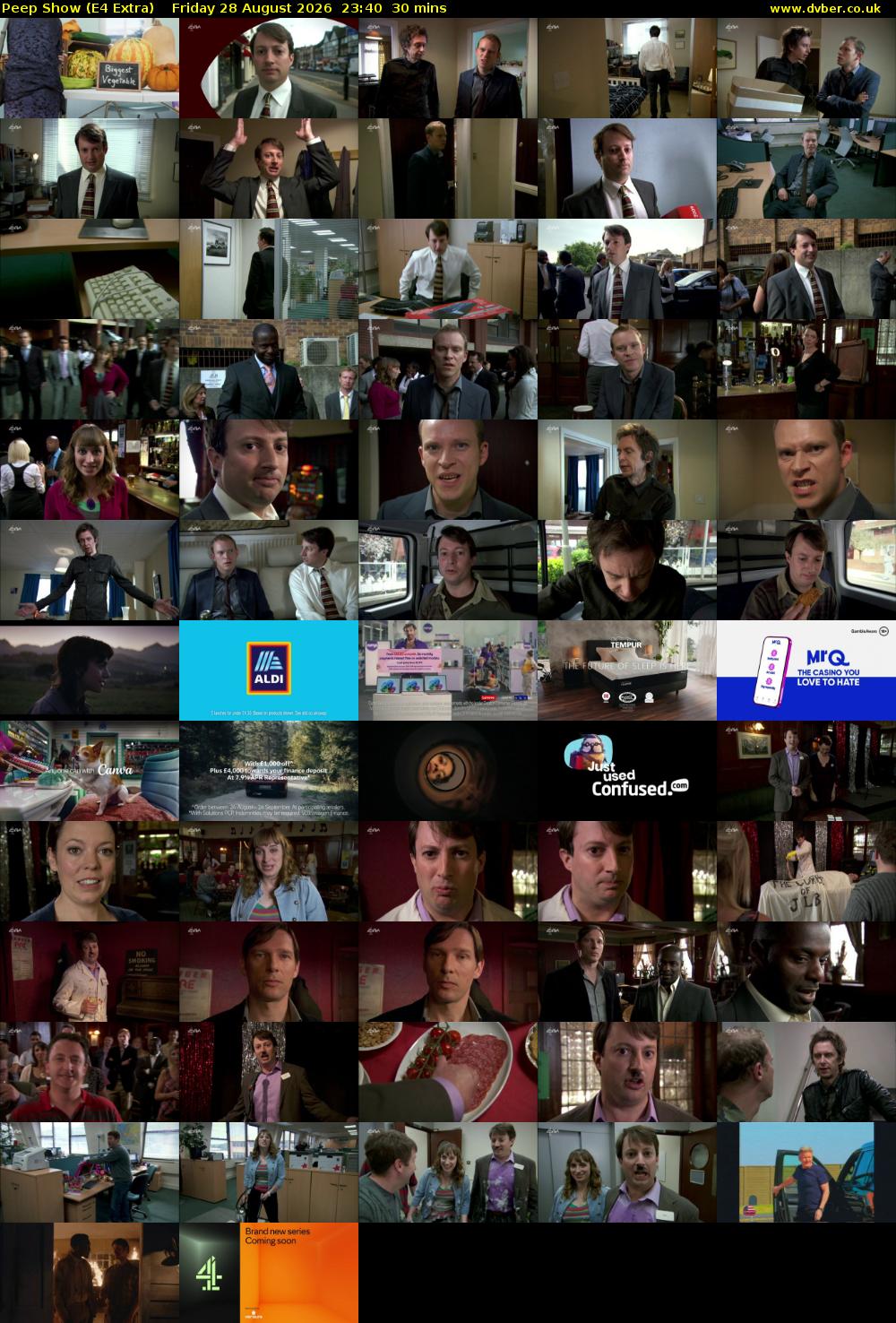 Peep Show (E4 Extra) Friday 28 August 2026 23:40 - 00:10