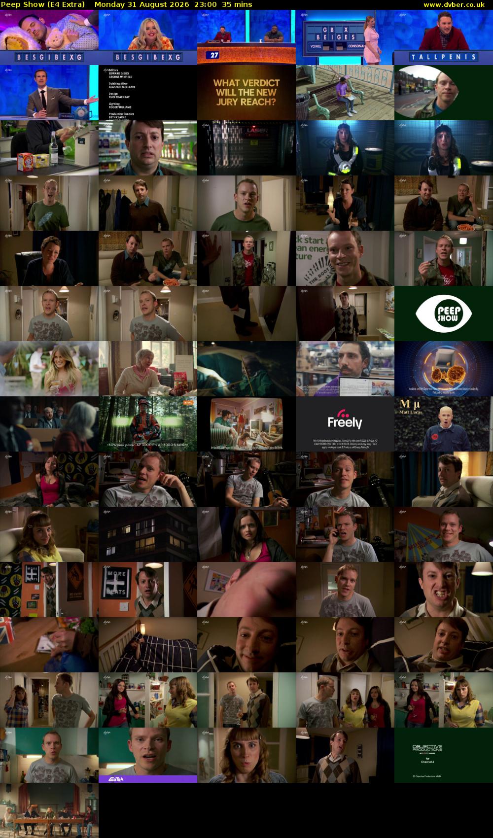 Peep Show (E4 Extra) Monday 31 August 2026 23:00 - 23:35