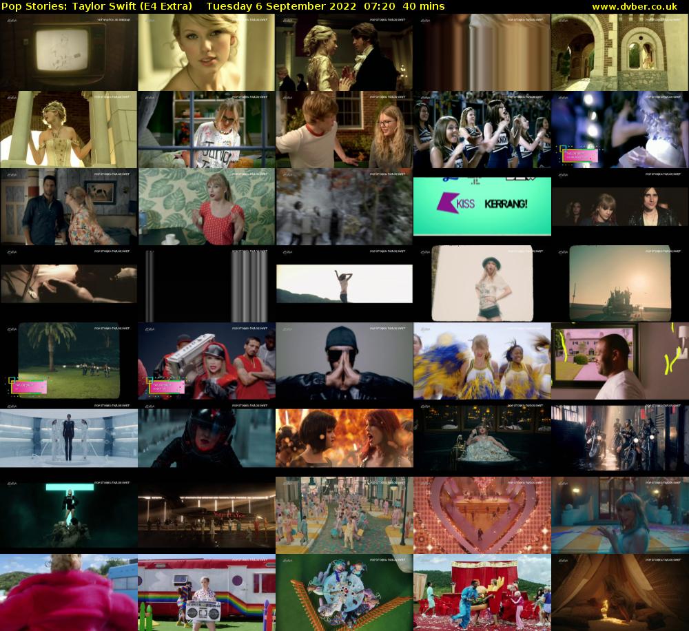 Pop Stories: Taylor Swift (E4 Extra) Tuesday 6 September 2022 07:20 - 08:00