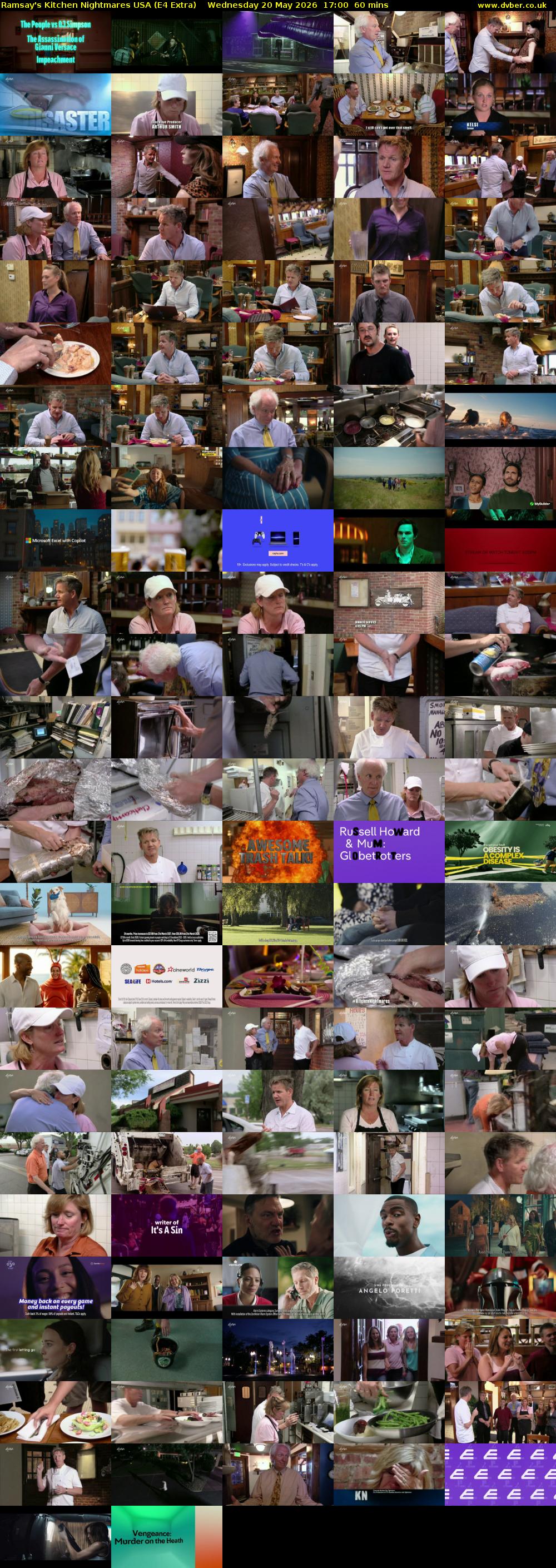 Ramsay's Kitchen Nightmares USA (E4 Extra) Wednesday 20 May 2026 17:00 - 18:00