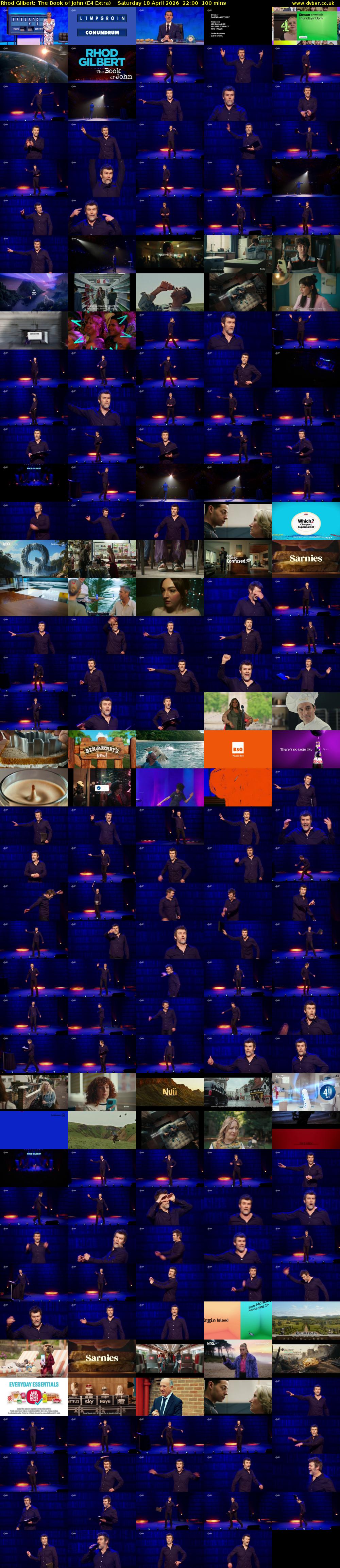 Rhod Gilbert: The Book of John (E4 Extra) Saturday 18 April 2026 22:00 - 23:40