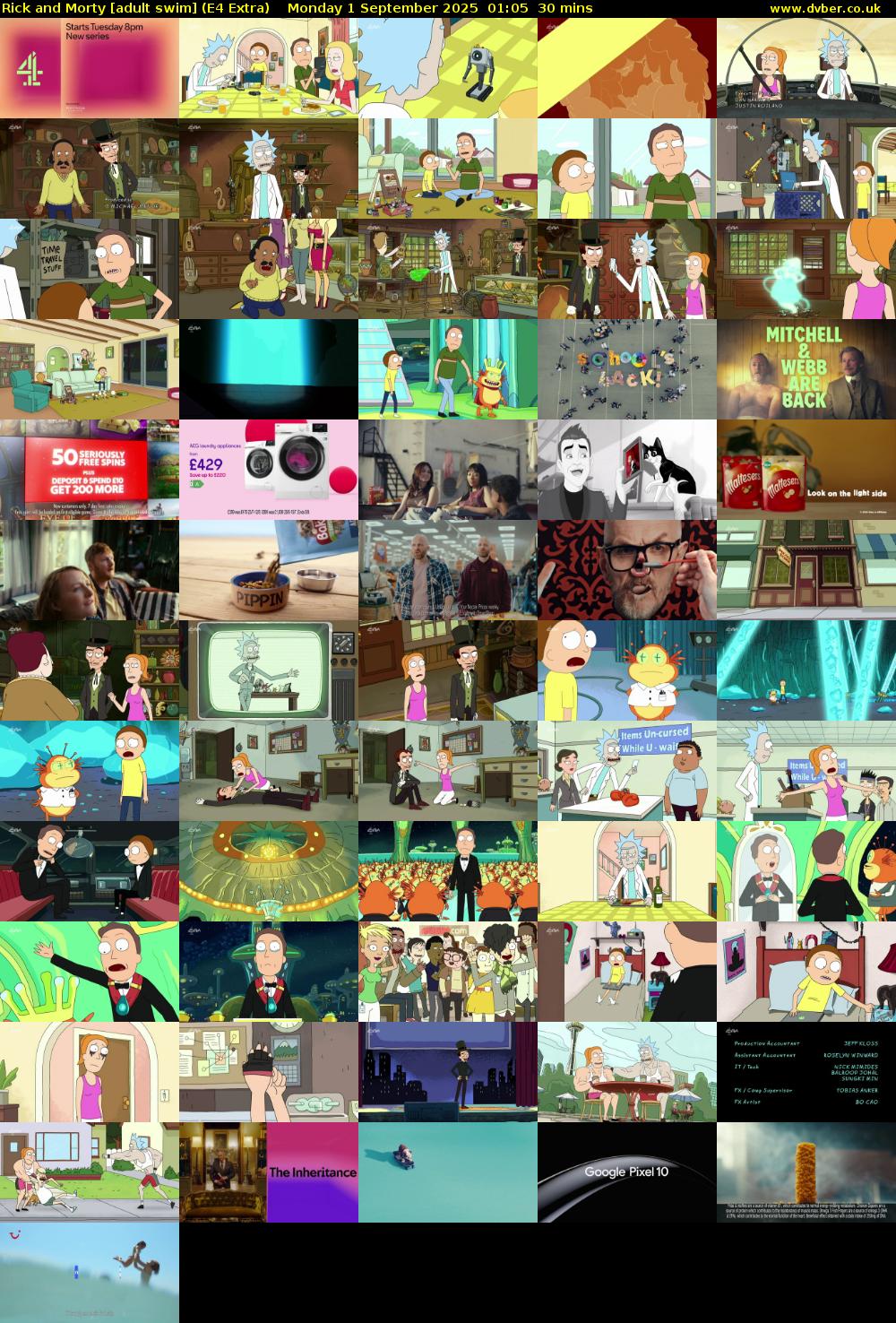 Rick and Morty [adult swim] (E4 Extra) Monday 1 September 2025 01:05 - 01:35