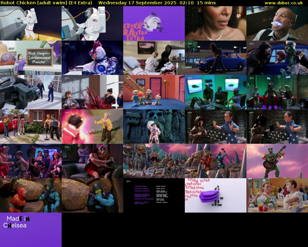 Robot Chicken [adult swim] (E4 Extra) Wednesday 17 September 2025 02:10 - 02:25