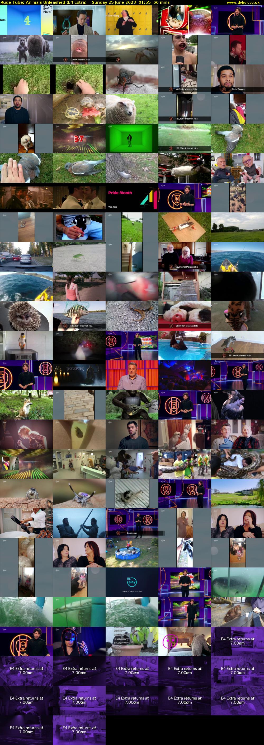 Rude Tube: Animals Unleashed (E4 Extra) Sunday 25 June 2023 01:55 - 02:55